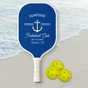 Nautical Anchor Pickleball Club Custom Text Pickle Paddle