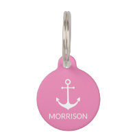 Nautical Anchor pink Custom Name contact info dog
