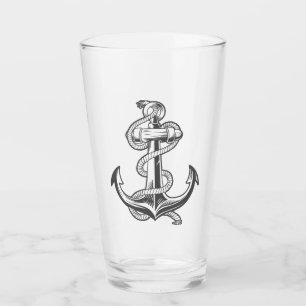 Nautical Anchor Pint (Charcoal) Glass