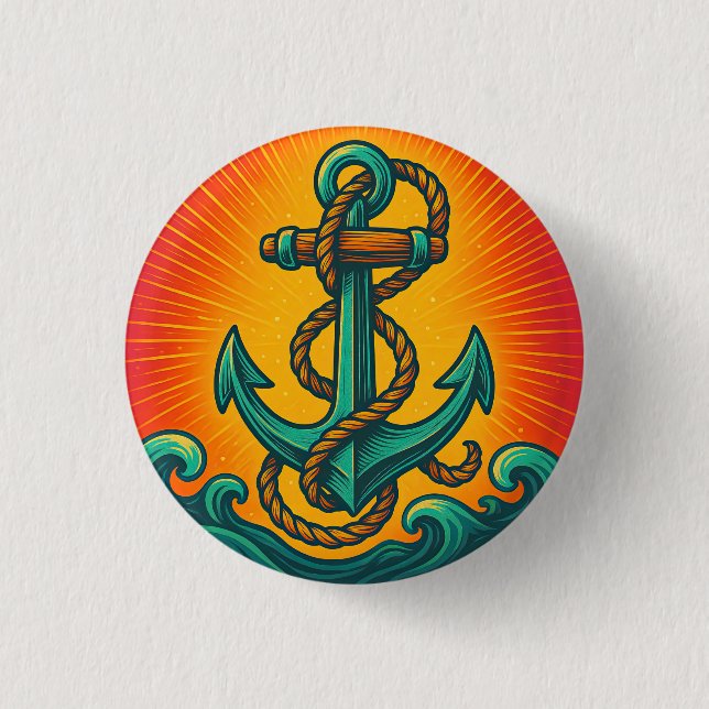 Nautical Anchor Pop Art 1 Inch Round Button (Front)