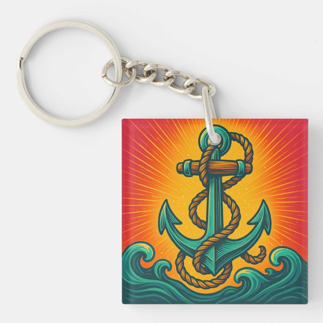 Nautical Anchor Pop Art Keychain (Front)