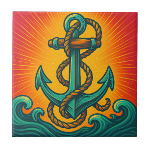Nautical Anchor Pop Art Tile