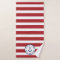 Nautical anchor red striped personalized towel