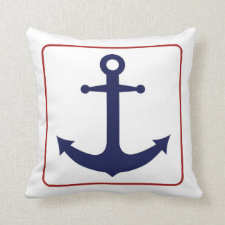Nautical Anchor - Red White and Blue Throw Pillow