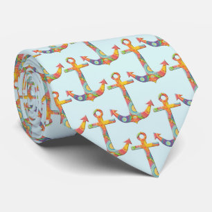 Nautical Anchor Retro 60s Psychedelic Sailing Neck Tie