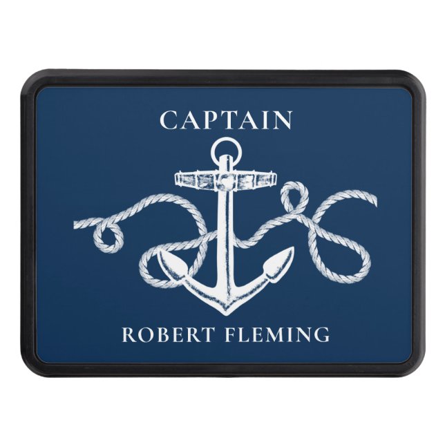 Nautical Anchor Rope Boat Captain Monogram Trailer Hitch Cover (Front)