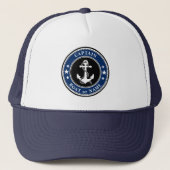 Nautical Anchor & Rope Captain Name or Boat Trucker Hat (Front)