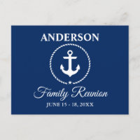 Nautical Anchor Rope Family Reunion Navy Blue