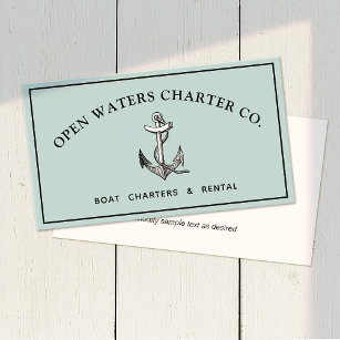 Nautical Anchor & Rope Marina Blue Business Card