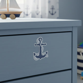 Nautical Anchor & Rope Navy White ID836
