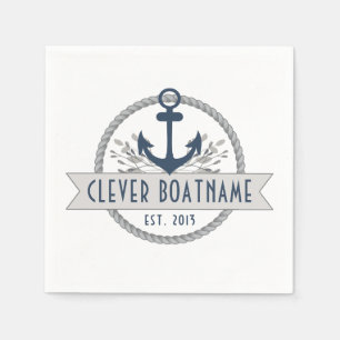 Nautical Anchor & Rope Personalized Napkin