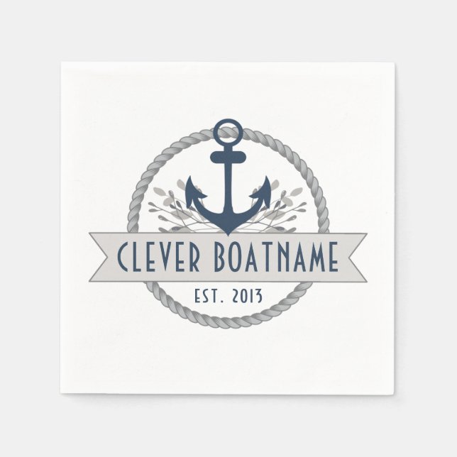 Nautical Anchor & Rope Personalized Napkin (Front)