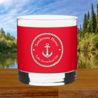 Nautical Anchor Rope Red White Blue Monogram Name