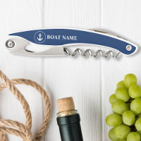 Nautical Anchor Rope Star  Boat Name Navy Blue