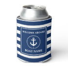 Nautical Anchor Rope Striped Boat Name Welcome