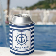 Nautical Anchor Rope Wheel Striped Boat Name