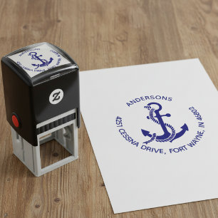 Nautical Anchor Round Family Return Address Stamp