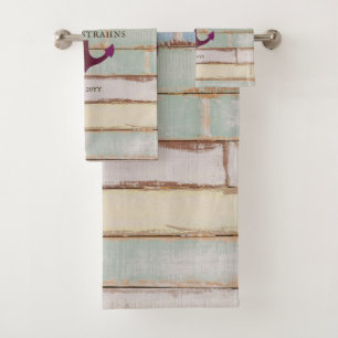 Nautical Anchor Rustic Wood Weathered Decor Bath Towel Set