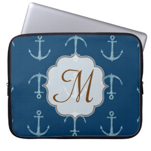 Nautical Anchor Sail Sail Monogram 15" Laptop Case