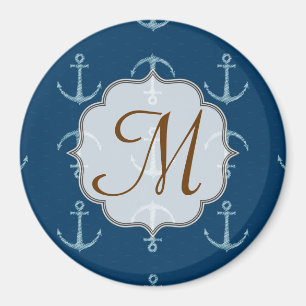 Nautical Anchor Sail Saili Monogram Initial Magnet