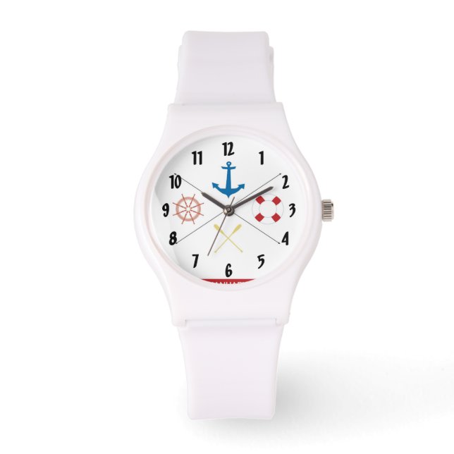 Nautical Anchor Sail Sailing Boat Ore Steeri Watch (Front)