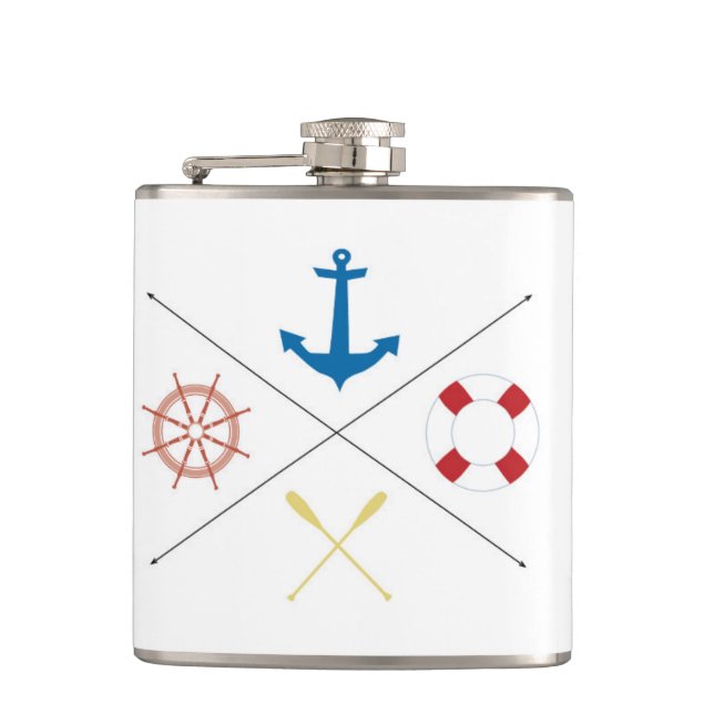 Nautical Anchor Sail Sailing Boat Whiskey Flask (Front)