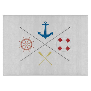 Nautical Anchor Sail Sailing Glass Cutting Board