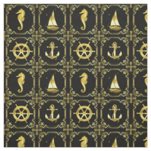 Nautical anchor/sailboat/wheel/lighthouse/dolphin fabric
