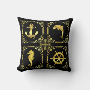 Nautical anchor/sailboat/wheel/lighthouse/dolphin+ throw pillow