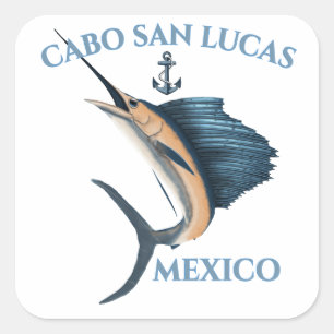 Nautical Anchor Sailfish Cabo San Lucas Square Sticker