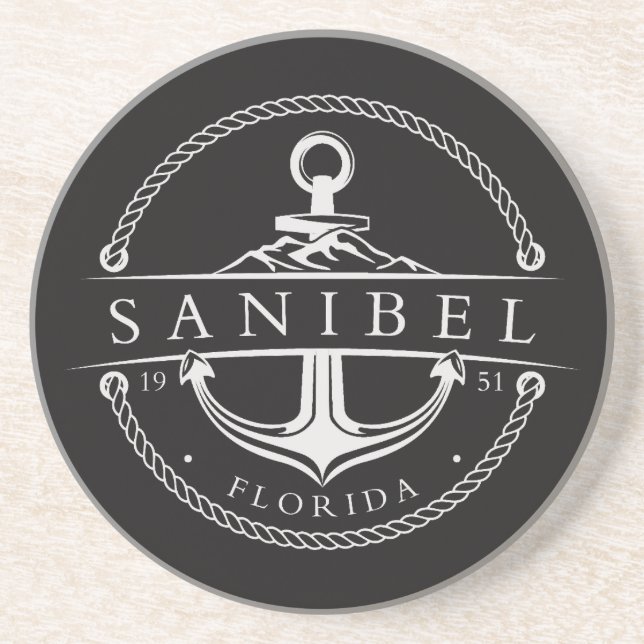 Nautical Anchor Sanibel Florida 1951 Coaster (Front)