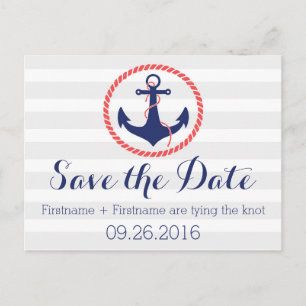 Nautical Anchor Save the Date Announcement Postcard
