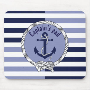 Nautical Anchor/Seaman's knot/Captain/stripes Mouse Pad