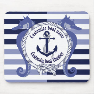 Nautical Anchor/Seaman's knot/Customize name, # Mouse Pad