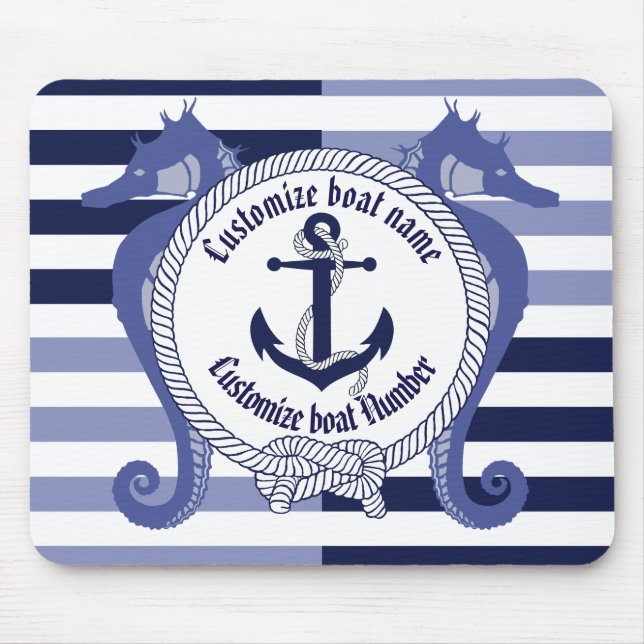 Nautical Anchor/Seaman's knot/Customize name, # Mouse Pad (Front)
