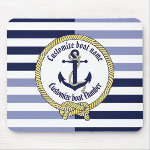 Nautical Anchor/Seaman's knot/Customize name, # Mouse Pad