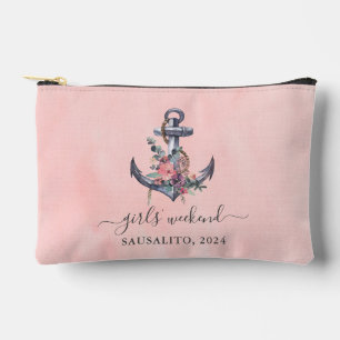 Nautical Anchor Seaside Girls’ Weekend  Accessory Pouch