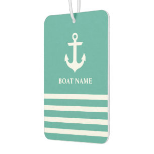 Nautical Anchor Striped Boat Name Teal Air Freshener