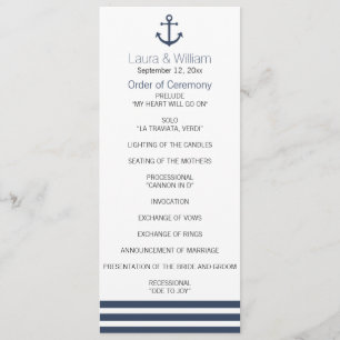 Nautical Anchor & Striped Wedding Program