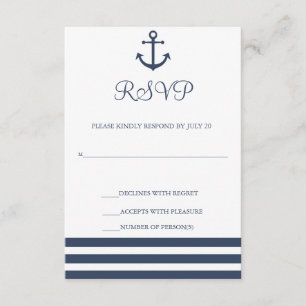 Nautical Anchor & Striped Wedding Response Card
