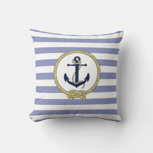 Nautical anchor/stripes/Nautical seaman knot Throw Pillow