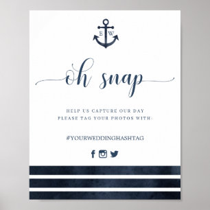 Nautical Anchor Stripes Wedding Oh Snap Sign