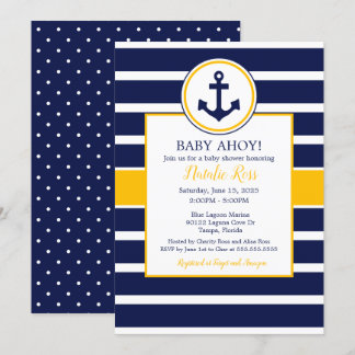 Nautical Anchor Summer Ahoy! Baby Shower Invitation