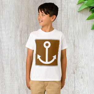 Nautical Anchor Symbol Brown Marina Sign T-Shirt
