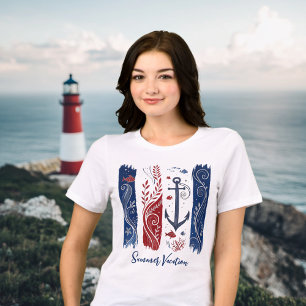 Nautical Anchor T-Shirt, Coastal Ocean Waves, Sea Tri-Blend Shirt