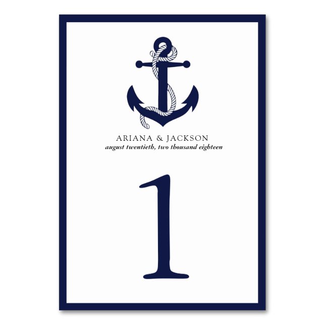 Nautical Anchor Table Card (Front)