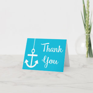 Nautical Anchor Thank You Blue Turquoise Beach Card