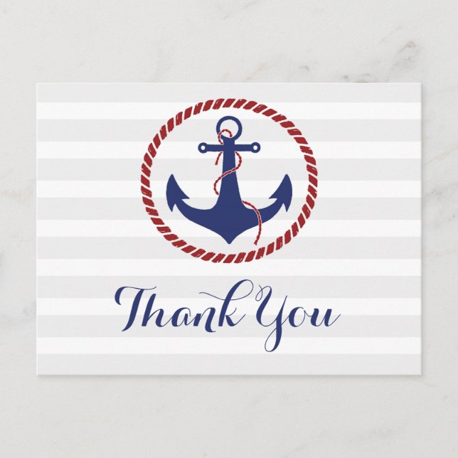 Nautical Anchor Thank You Postcard (Front)