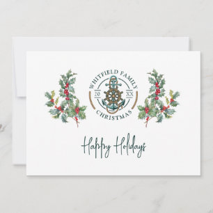 Nautical Anchor Tropical Christmas Family Holiday Card