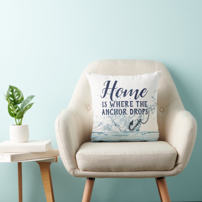 Nautical Anchor Water Splash with Quote  Throw Pillow (Chair)